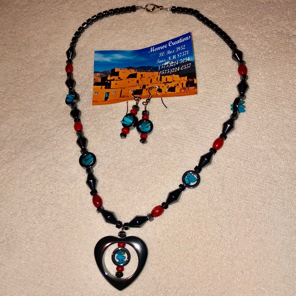 Turquoise and red coral necklace